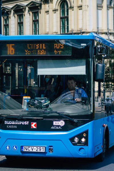 Budapest Hungary July 2020 View Traditional Hungarian City Bus Passengers — стоковое фото