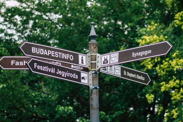 Budapest Hungary July 2020 View Street Sign Road Sign Erected — стоковое фото