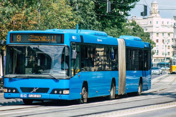 Budapest Hungary July 2020 View Traditional Hungarian City Bus Passengers — стоковое фото