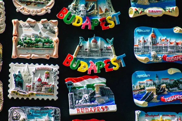 Будапешт Венгрия Июля 2020 Вид Декоративные Объекты Продаются Сувенирном Магазине — стоковое фото