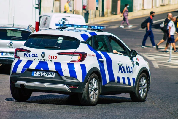 Lissabon Portugal Juli 2020 Blick Auf Ein Klassisches Polizeiauto Das — Stockfoto