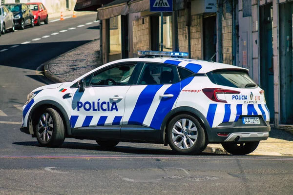 Lissabon Portugal Juli 2020 Visa Klassisk Polisbil Kör Genom Gatorna — Stockfoto