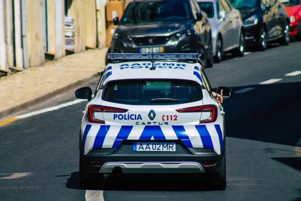 Lisabon Portugalsko Červenec 2020 Pohled Klasické Policejní Auto Projíždějící Ulicemi — Stock fotografie