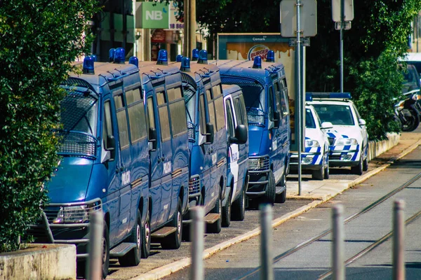Lisbonne Portugal Juillet 2020 Vue Une Voiture Police Classique Garée — Photo