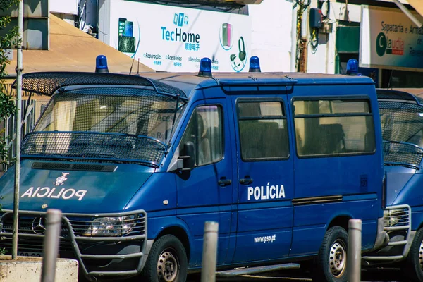 Lisboa Portugal Julio 2020 Vista Coche Policía Clásico Estacionado Frente — Foto de Stock