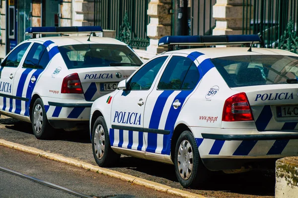 Lissabon Portugal Juli 2020 Blick Auf Ein Klassisches Polizeiauto Das — Stockfoto