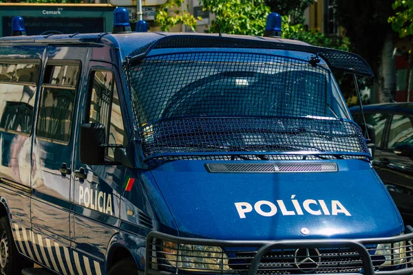 Lisboa Portugal Julio 2020 Vista Coche Policía Clásico Estacionado Frente — Foto de Stock
