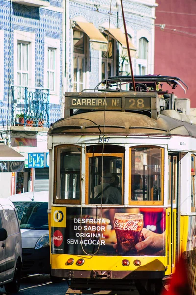 Lisboa Portugal Julho 2020 Vista Antigo Eléctrico Tradicional Para Passageiros — Fotografia de Stock