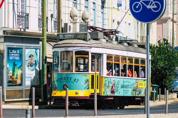 Lisboa Portugal Julho 2020 Vista Antigo Eléctrico Tradicional Para Passageiros — Fotografia de Stock