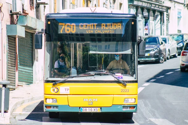 Lisboa Portugal Julio 2020 Vista Tranvía Eléctrico Tradicional Para Pasajeros — Foto de Stock