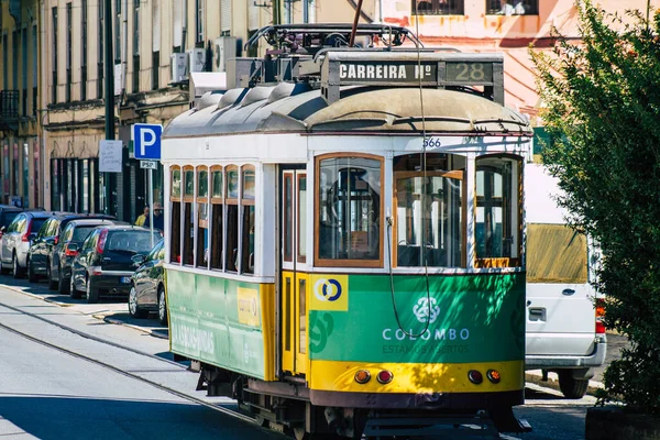 Lissabon Portugal Juli 2020 Blick Auf Eine Traditionelle Alte Elektrische — Stockfoto