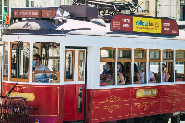 Lisboa Portugal Julho 2020 Vista Antigo Eléctrico Tradicional Para Passageiros — Fotografia de Stock