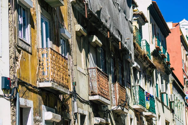 Lisboa Portugal Julho 2020 Vista Fachada Clássica Edifícios Históricos Antigos — Fotografia de Stock