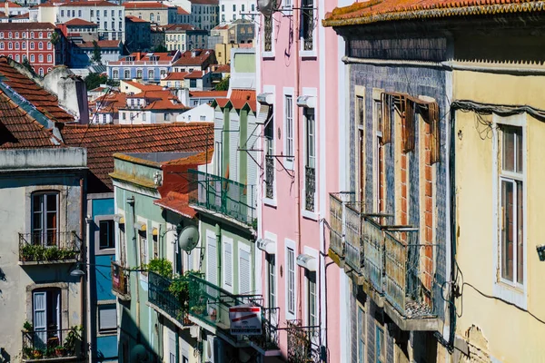 Lisboa Portugal Julio 2020 Vista Fachada Clásica Edificios Históricos Antiguos — Foto de Stock