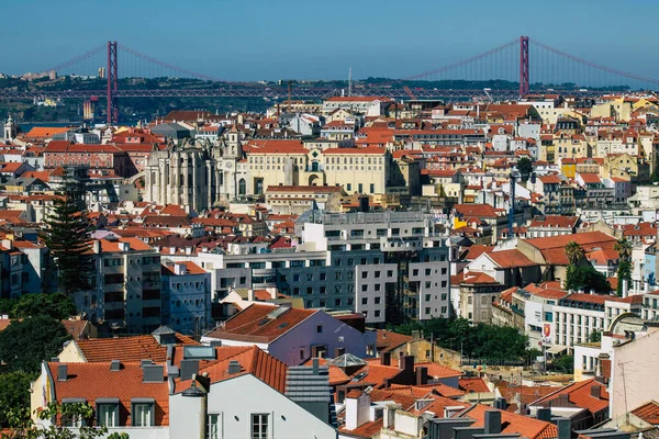 Lisbon Portugal July 2020 Panoramic View Ancient Historical Buildings Downtown — Stock Photo, Image