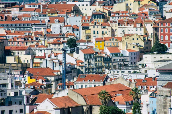 Lissabon Portugal Juli 2020 Panoramisch Uitzicht Oude Historische Gebouwen Het — Stockfoto