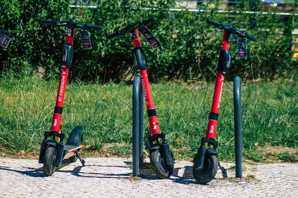 Lisboa Portugal Julio 2020 Vista Scooter Eléctrico Estacionado Las Calles — Foto de Stock