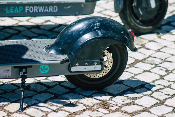 Lisboa Portugal Julio 2020 Vista Scooter Eléctrico Estacionado Las Calles —  Fotos de Stock