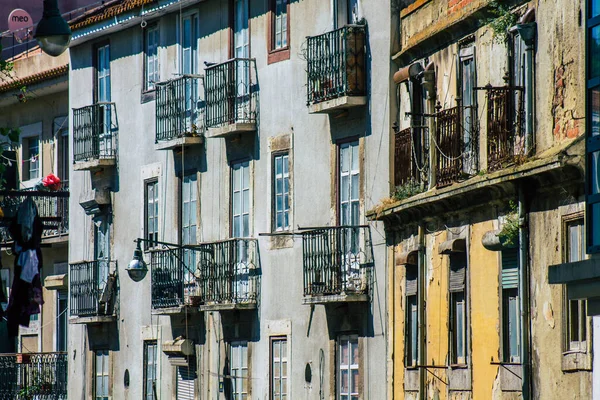 Lisbon Portugal July 2020 View Classic Facade Ancient Historical Buildings — Stock Photo, Image