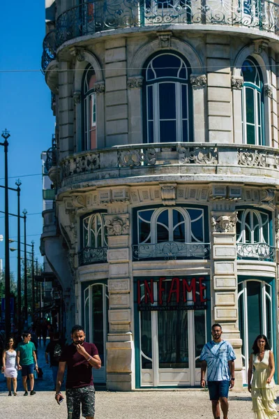 Lisboa Portugal Julio 2020 Vista Fachada Clásica Edificios Históricos Antiguos — Foto de Stock