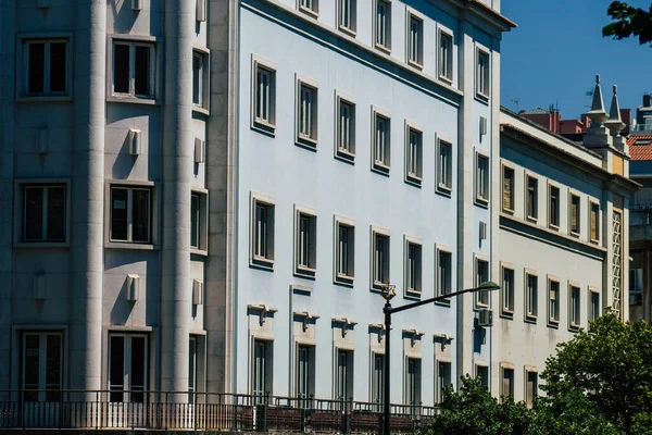 Lisbon Portugal July 2020 View Facade Modern Buildings Downtown Area — стоковое фото