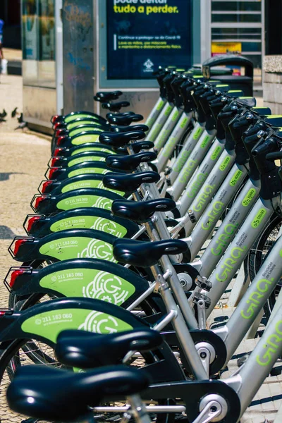 Lissabon Portugal Juli 2020 Utsikt Över Tillgänglig Cykel Att Hyra — Stockfoto