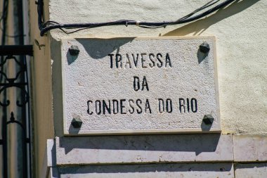 Lizbon Portekiz 26 Temmuz 2020 Bir cadde ya da yol görüntüsü bir caddeye verilen tanımlayıcı bir isim, genellikle onları Lizbon sokaklarında daha fazla teşhis etmek için adresin bir kısmını oluşturur