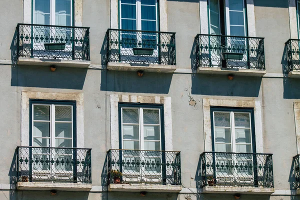 Lisboa Portugal Julho 2020 Vista Fachada Clássica Antigos Edifícios Históricos — Fotografia de Stock