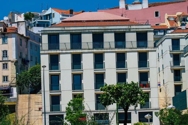 Lisboa Portugal Julio 2020 Vista Fachada Clásica Edificios Históricos Antiguos —  Fotos de Stock