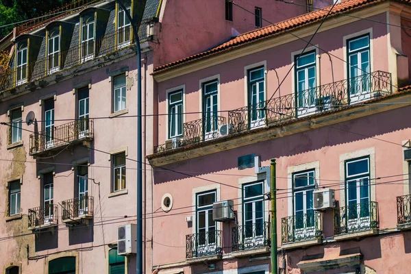 Lisboa Portugal Julho 2020 Vista Fachada Clássica Antigos Edifícios Históricos — Fotografia de Stock
