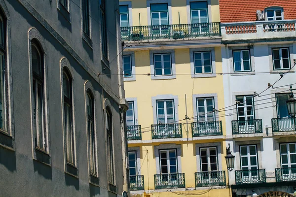 Lissabon Portugal Juli 2020 Uitzicht Klassieke Gevel Van Oude Historische — Stockfoto