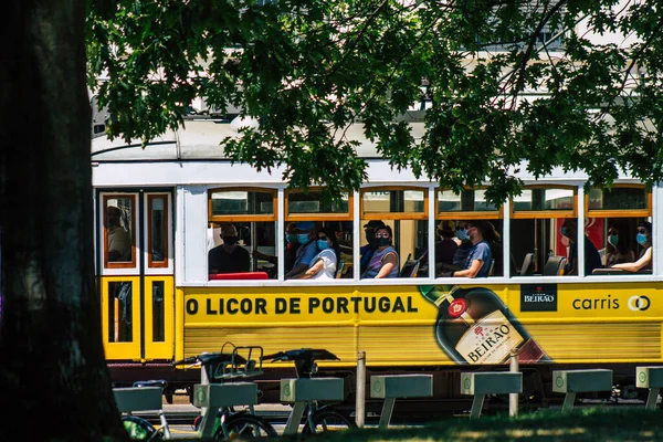 Lisboa Portugal Julho 2020 Vista Antigo Eléctrico Tradicional Para Passageiros — Fotografia de Stock