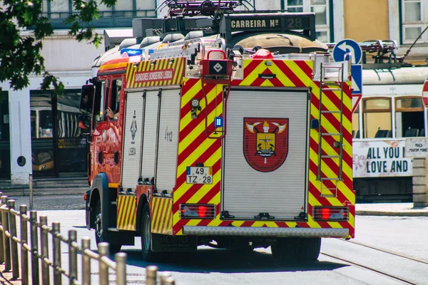 Lisboa Portugal Julio 2020 Vista Camión Bomberos Las Calles Lisboa — Foto de Stock