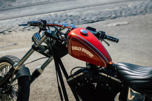 Lissabon Portugal Juli 2020 Blick Auf Ein Harley Davidson Motorrad — Stockfoto