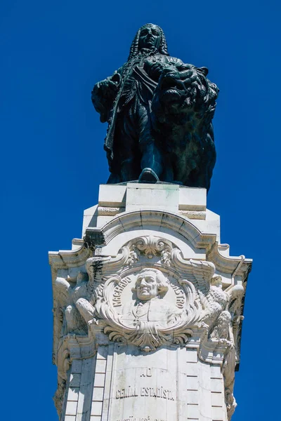 Lissabon Portugal Juli 2020 Närbild Monumentet Och Statyn Ligger Vid — Stockfoto