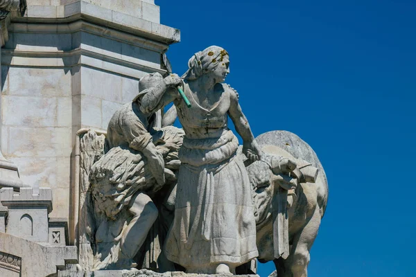 Lisbon Portugal July 2020 Closeup Monument Statue Located Marquis Pombal — Stock Photo, Image