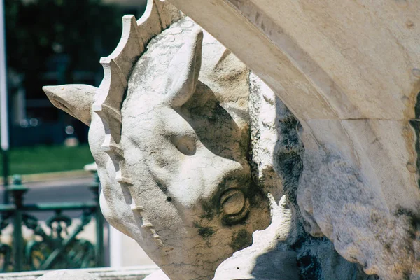 Lissabon Portugal Juli 2020 Nahaufnahme Des Denkmals Und Der Statue — Stockfoto