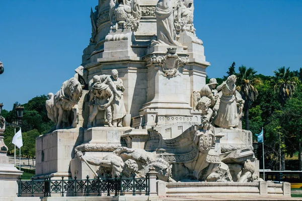 Lisboa Portugal Julho 2020 Encerramento Monumento Estátua Localizada Marquês Pombal — Fotografia de Stock