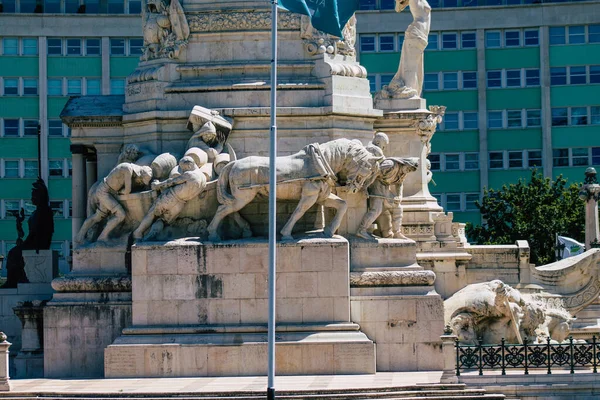 Lisboa Portugal Julho 2020 Encerramento Monumento Estátua Localizada Marquês Pombal — Fotografia de Stock