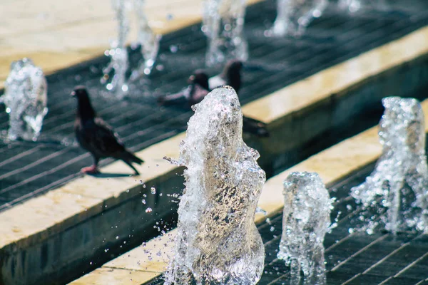 Lissabon Portugal Juli 2020 Utsikt Över Fontänen Ligger Vid Torget — Stockfoto