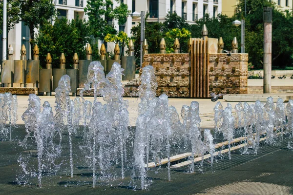 Lisbonne Portugal Juillet 2020 Vue Fontaine Située Sur Place Martim — Photo