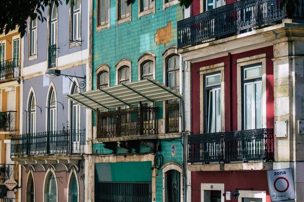 Lisabon Portugalsko Červenec 2020 Pohled Klasickou Fasádu Starobylých Historických Budov — Stock fotografie