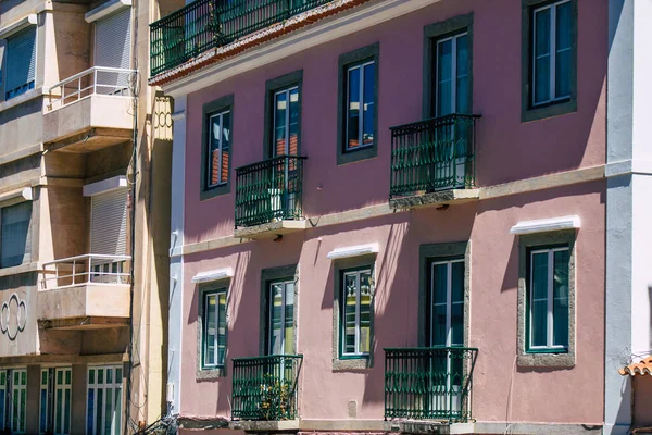 Lissabon Portugal Juli 2020 Uitzicht Klassieke Gevel Van Oude Historische — Stockfoto