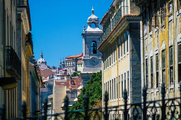 Lissabon Portugal Juli 2020 Uitzicht Klassieke Gevel Van Oude Historische — Stockfoto