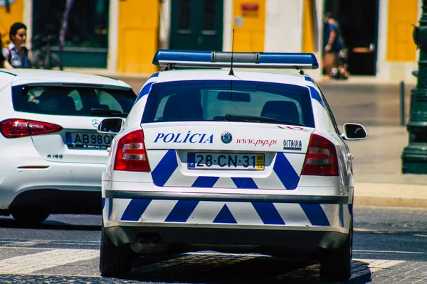 Lisboa Portugal Julio 2020 Vista Coche Policía Clásico Que Conduce — Foto de Stock