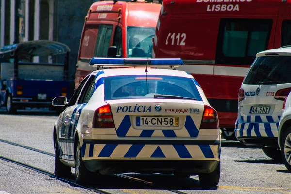 Lissabon Portugal Juli 2020 Blick Auf Ein Klassisches Polizeiauto Das — Stockfoto