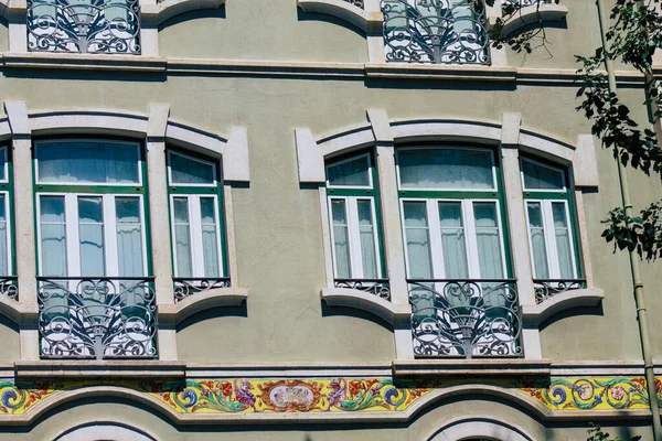 Lisbon Portugal July 2020 View Classic Facade Ancient Historical Buildings — Stock Photo, Image