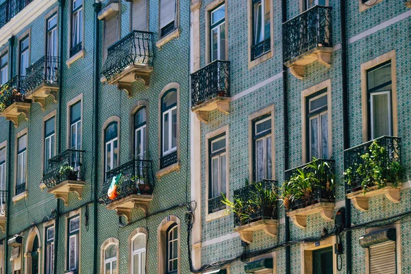 Лиссабон Португалия Июля 2020 Вид Классический Фасад Старинных Исторических Зданий — стоковое фото