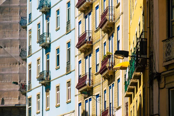 Lisbon Portugal July 2020 View Classic Facade Ancient Historical Buildings — Stock Photo, Image