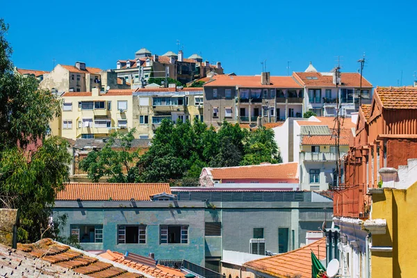 Lisboa Portugal Agosto 2020 Vista Fachada Clásica Antiguos Edificios Históricos — Foto de Stock